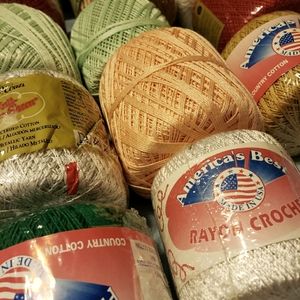 Multiple brands of crochet thread